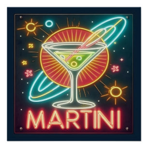 Mitte Jahrhundert Neon Martini Signi Poster