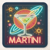 Mitte Jahrhundert Neon Martini Signi Rechteckiger Pappuntersetzer (Vorderseite)