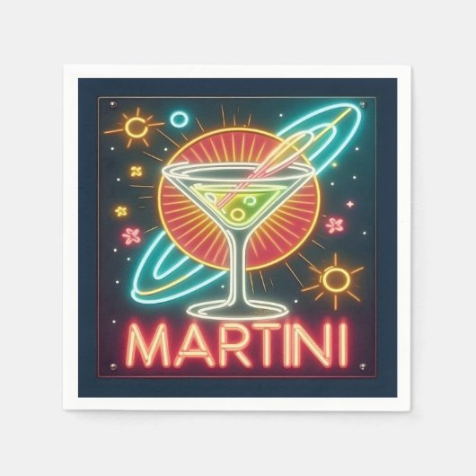 Mitte Jahrhundert Neon Martini Signi Serviette (Vorderseite)
