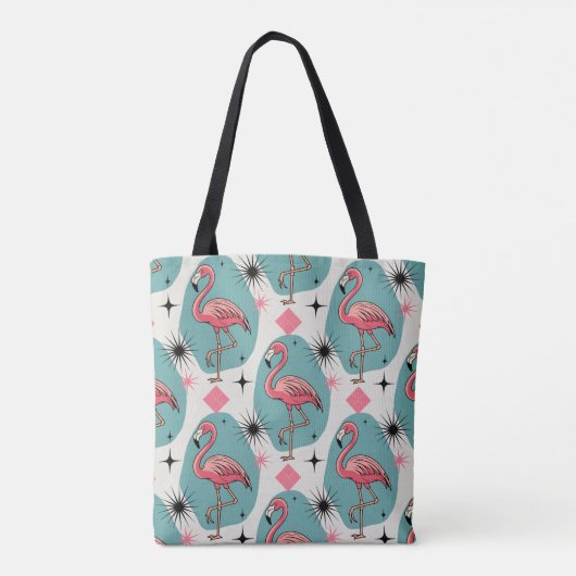 Mitte Jahrhundert Retro Flamingo Muster Tasche (Rückseite)