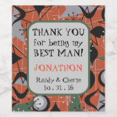 Mitte Jahrhundert Vielen Dank Trauzeuge Weinetiket Weinetikett (Einzelnes Label)