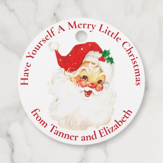 Mitte Jahrhundert Vintager Weihnachtsmann Custom Geschenkanhänger (Rückseite)