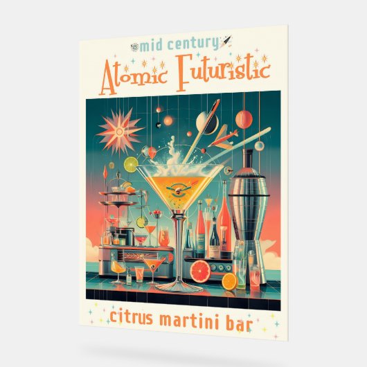 Mitte Jahrhunderts Atomusiontic Citrus Martini Bar Acrylschild (Winkel)