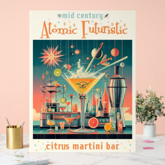 Mitte Jahrhunderts Atomusiontic Citrus Martini Bar Acrylschild (Hochzeit)
