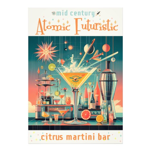 Mitte Jahrhunderts Atomusiontic Citrus Martini Bar Fotodruck (Vorne)