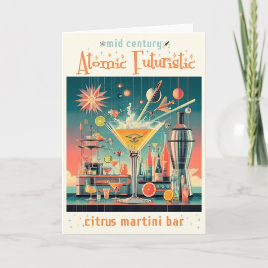 Mitte Jahrhunderts Atomusiontic Citrus Martini Bar Karte (Vorderseite)