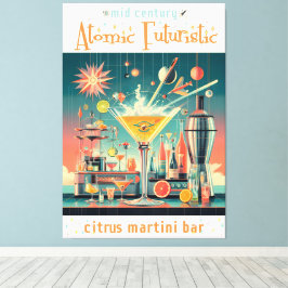 Mitte Jahrhunderts Atomusiontic Citrus Martini Bar Leinwanddruck