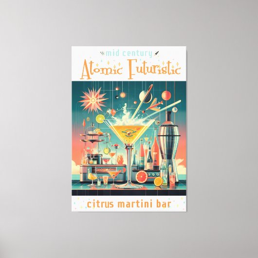 Mitte Jahrhunderts Atomusiontic Citrus Martini Bar Leinwanddruck (Vorderseite)
