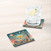 Mitte Jahrhunderts Atomusiontic Citrus Martini Bar Rechteckiger Pappuntersetzer (Vor Ort)