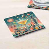 Mitte Jahrhunderts Atomusiontic Citrus Martini Bar Rechteckiger Pappuntersetzer (angewinkelt)