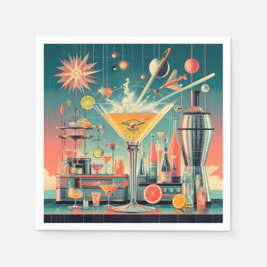 Mitte Jahrhunderts Atomusiontic Citrus Martini Bar Serviette (Vorderseite)