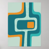 Mitte Jh. Funky Abstrakt Aqua, Orange, Aquamarin Poster (Vorne)