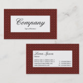 Mitte-Label - dunkelrote Stoffstruktur Visitenkarte (Vorne/Hinten)