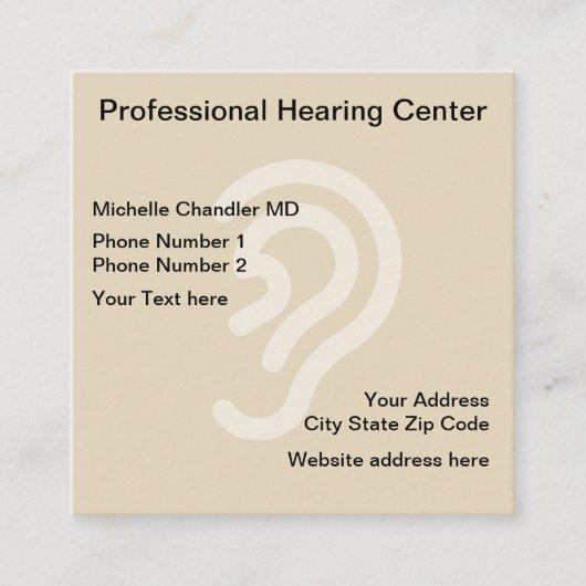 Mitte Ohrenarzt-Anhörung Quadratische Visitenkarte (Vorderseite)