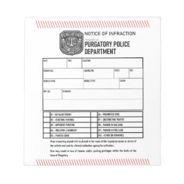 Mitteilung der Polizeibehörde Notizblock