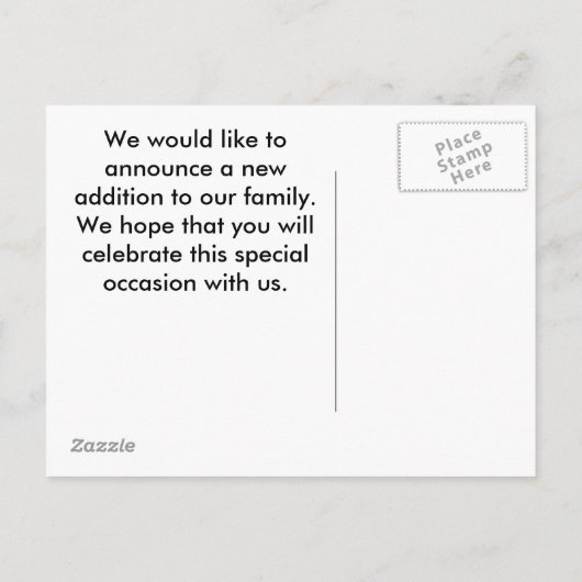 Mitteilung des neuen Familienmitglieds Ankündigungspostkarte (Rückseite)