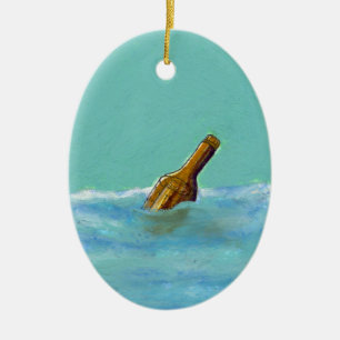 Mitteilung in einer Flasche an der zeichnenden Keramik Ornament