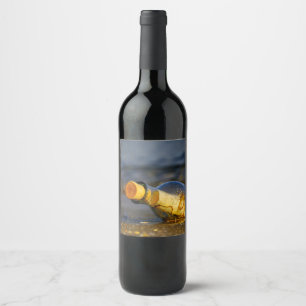 Mitteilung in einer Flasche Weinetikett