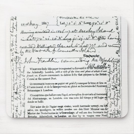Mitteilung Johns Franklins Mousepad (Vorne)