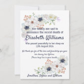 Mitteilung über die Karte der Todesbeerdigung (Vorderseite)