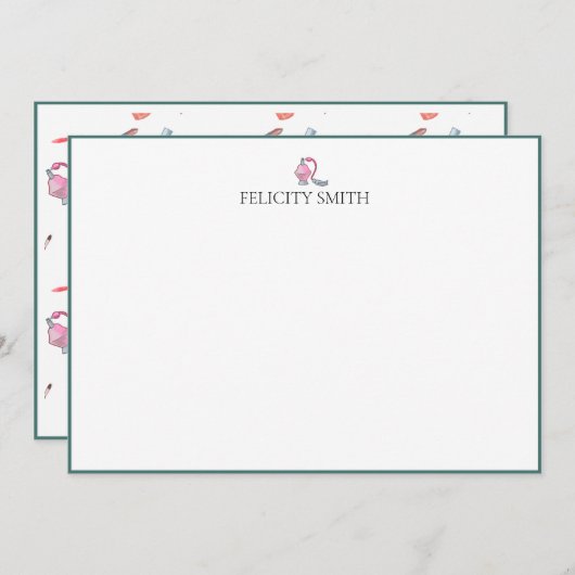 Mitteilungskarten Elegantes Flat Modern Makeup Gir (Vorne/Hinten)