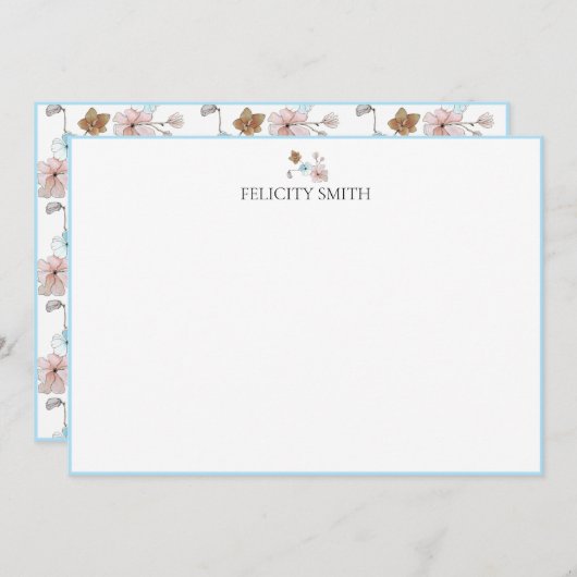 Mitteilungskarten Elegantes Flat Modernes Blau (Vorne/Hinten)