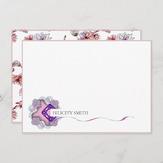 Mitteilungskarten Elegantes Flat Modernes Botanisc (Vorne/Hinten)