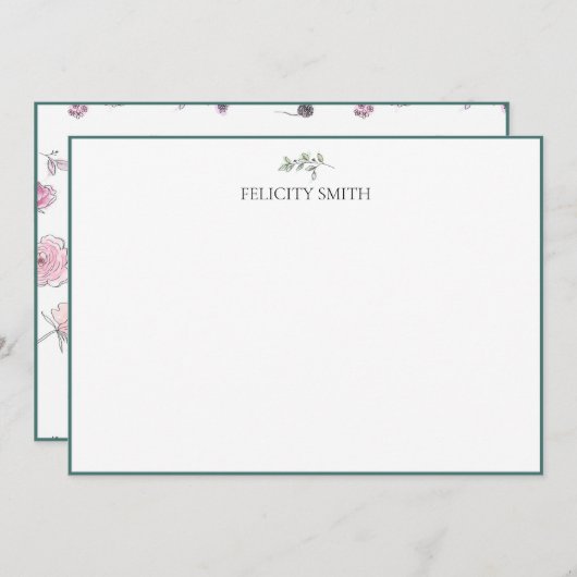 Mitteilungskarten Elegantes Flat Modernes Botanisc (Vorne/Hinten)