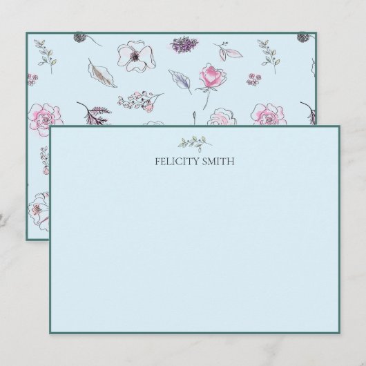 Mitteilungskarten Elegantes Flat Modernes botanisc (Vorne/Hinten)