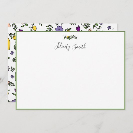 Mitteilungskarten Elegantes Flat Modernes botanisc (Vorne/Hinten)