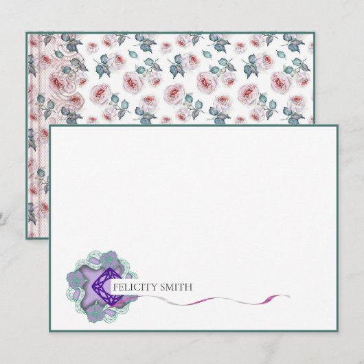 Mitteilungskarten Elegantes Flat Modernes botanisc (Vorne/Hinten)