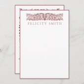 Mitteilungskarten Elegantes Vintages botanisches M (Vorne/Hinten)