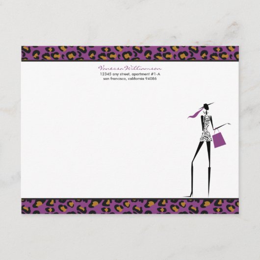 Mitteilungskarten für das Modebild (lila) (Vorderseite)