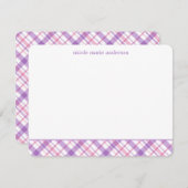 Mitteilungskarten für Karierte Muster in Lavendel (Vorne/Hinten)