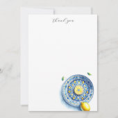 Mitteilungskarten Lemons blaues Muster Plättchen (Vorderseite)