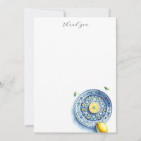 Mitteilungskarten Lemons blaues Muster Plättchen