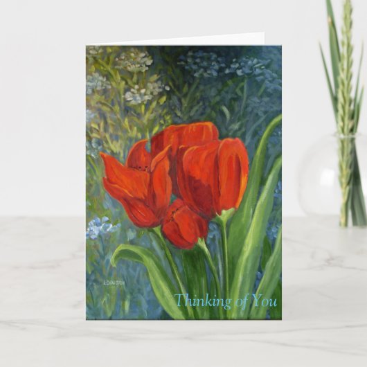 Mitteilungskarten mit Blumen und Roten Tulips - Or (Vorderseite)