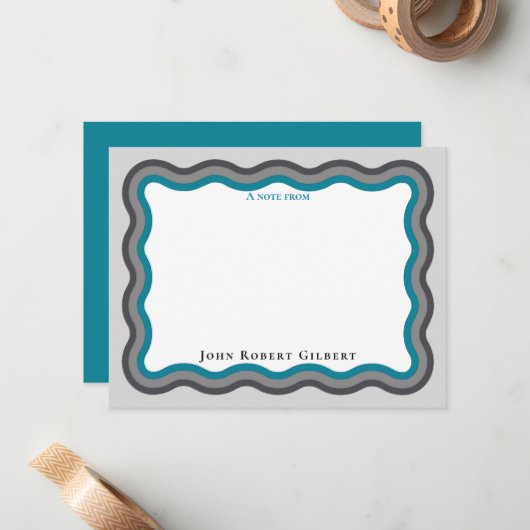 Mitteilungskarten Personal Stationery Aqua für Män (Vorderseite/Rückseite Beispiel)