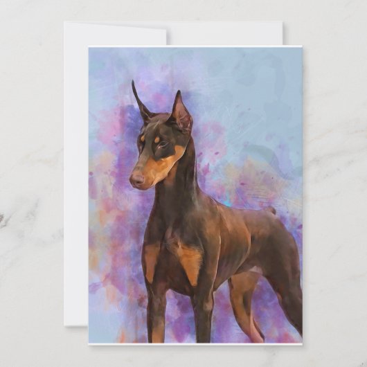 Mitteilungskarten - Red Doberman on Watercolor Bac (Vorderseite)
