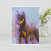 Mitteilungskarten - Red Doberman on Watercolor Bac (Stehend Vorderseite)