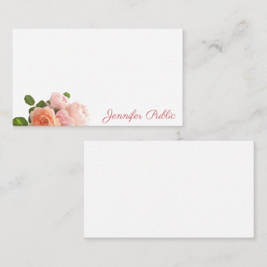 Mitteilungskarten Script Rose Aquarellfarben Paste (Vorne/Hinten)