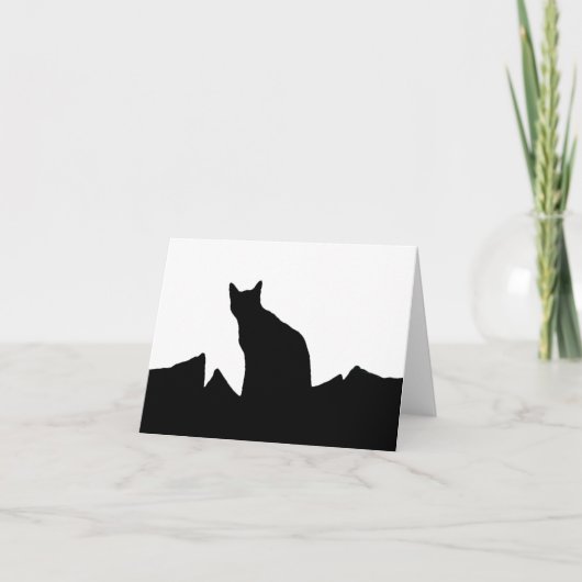 Mitteilungskarten Silhouette der schwarzen Katze (Vorderseite)