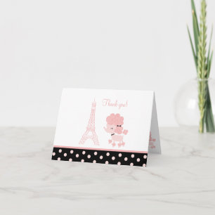 Mitteilungskarten von Poodle in Schwarz/Rosa Danke