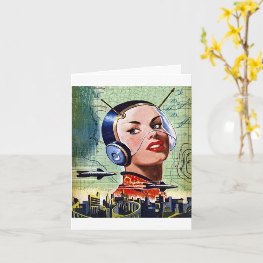 Mitteilungskarten zur Retro-Science Fiction (Gelbe Blume)