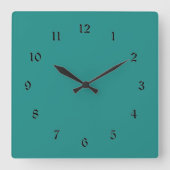 Mittel/dunkel Mitteltürkis, solide Farbe Quadratische Wanduhr (Vorderseite)
