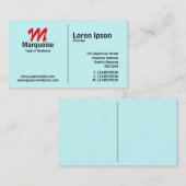 Mittel-Regel-Monogramm - Blassblau (CCFFFF) Visitenkarte (Vorne/Hinten)