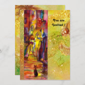 MITTELALLEIN MIT NACHT IN FLORENZ, rot-gelb Einladung (Vorne/Hinten)