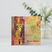 MITTELALLEIN MIT NACHT IN FLORENZ, rot-gelb Einladung (Stehend Vorderseite)