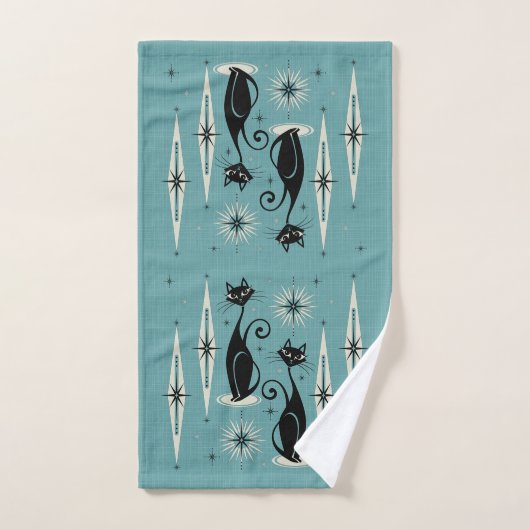 Mittelalter bedeutet Retro-Atomkatzen auf blau Badhandtuch Set (Handtuch)