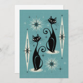 Mittelalter bedeutet Retro-Atomkatzen auf blau Einladung (Vorne/Hinten)